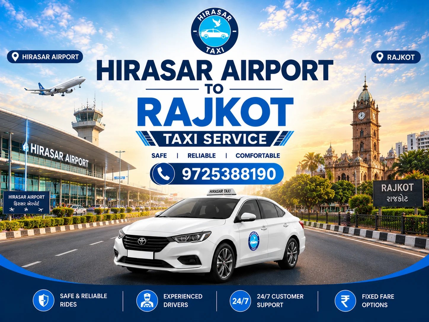 Taxi for Hirasar Airport to Rajkot transfers